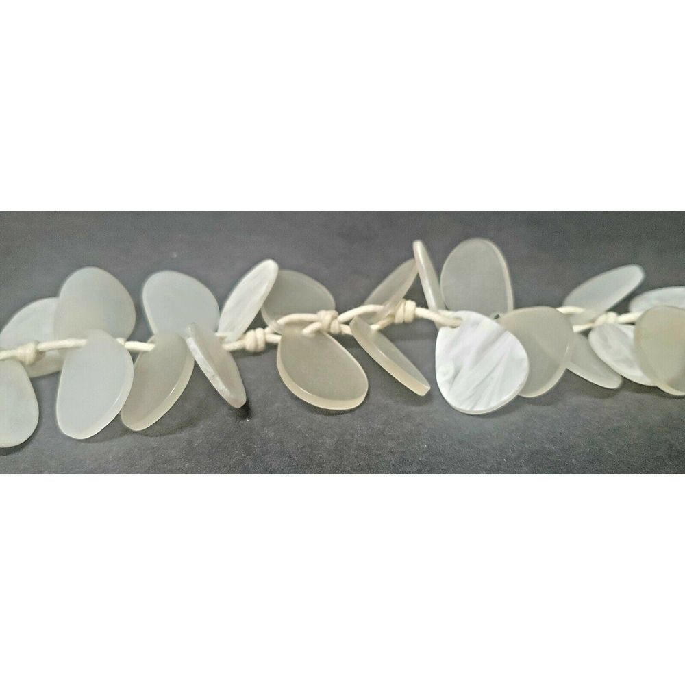 CHICOS Necklace & Bracelet Set Resin White Seaglass Drops w/ Cording White Beads - Picture 8 of 10